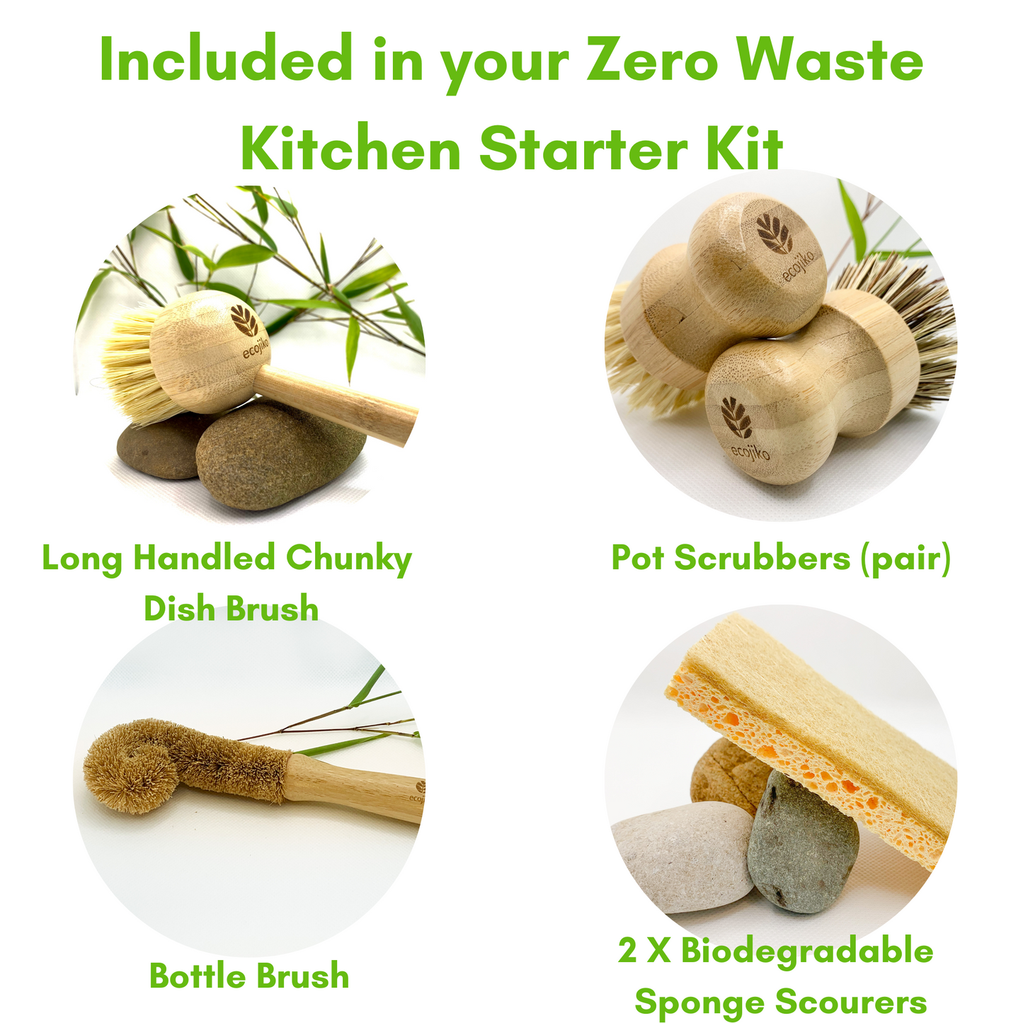 Zero Waste Kitchen Starter Kit, Dish Brush Eco Gift Set